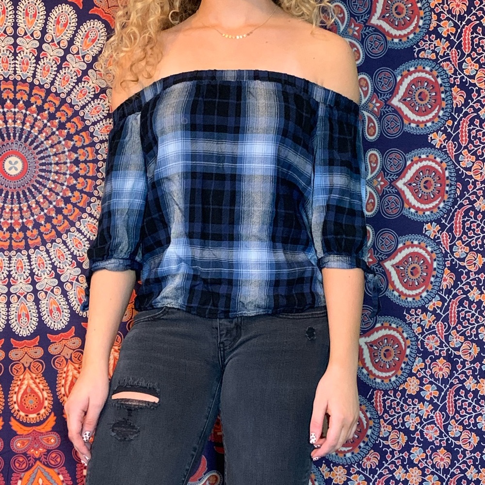 super cute plaid strapless top